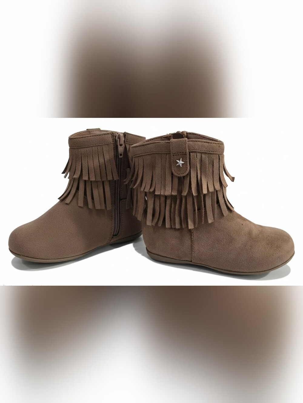 jumping beans Brown Fringe Ankle Boots with Star Stud
